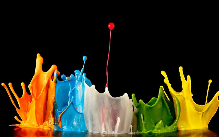 Esplosione di colori, illustrazione di colore splatter, colori, rosso, blu, verde, giallo, Sfondo HD