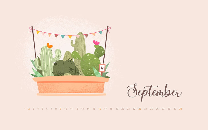 Cacti Everywhere September 2018 Calendars, HD wallpaper