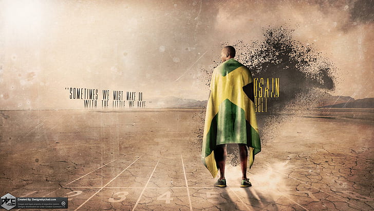 Usain Bolt, man with flag poster, bolt, usain, sports, HD wallpaper