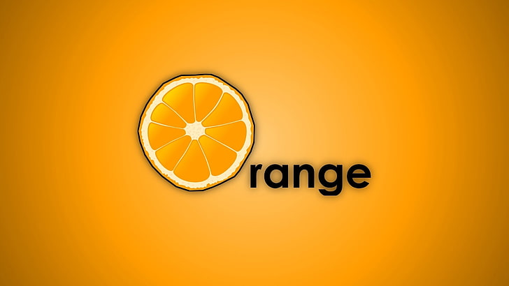 minimalizm, tekst, pomarańcza, owoc, pomarańczowe tło, Tapety HD
