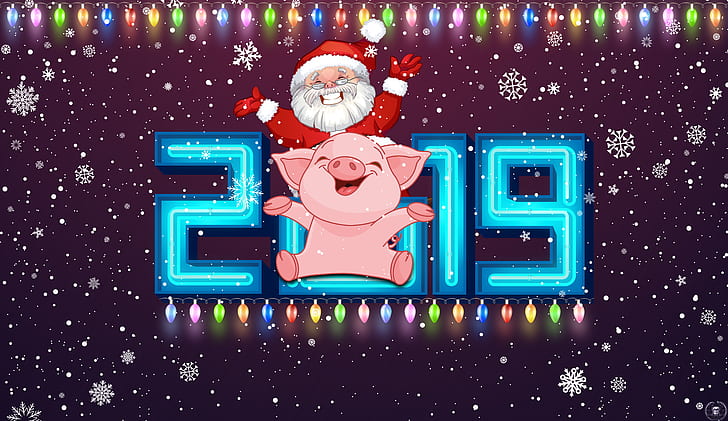 Нова година, Честита Нова година, 2019 (Година), числа, HD тапет