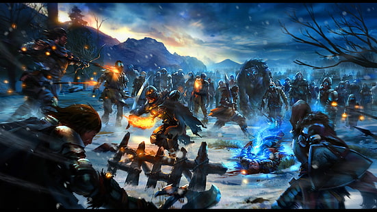 papel de parede de game of thrones o último herói, As Crônicas de Gelo e Fogo, A Guerra dos Tronos, Os Outros, arte de fantasia, batalha, HD papel de parede HD wallpaper