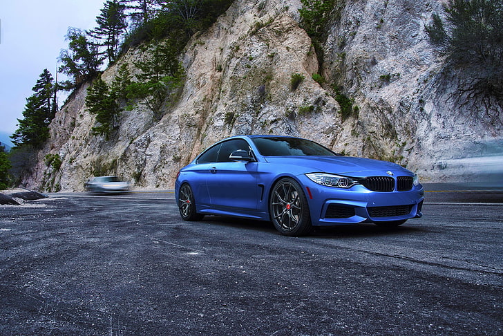 BMW biru coupe, BMW, mobil biru, BMW M4 Coupe, Wallpaper HD