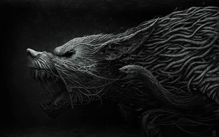 Dunkelheit, Kreatur, Schlange, Wolf, HD-Hintergrundbild
