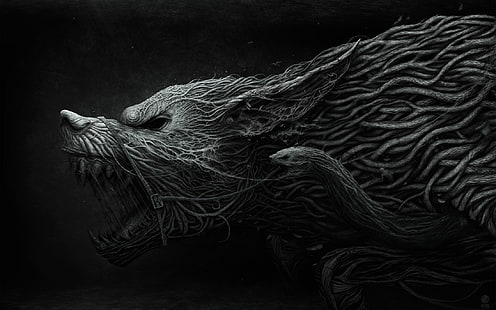 Dunkelheit, Kreatur, Schlange, Wolf, HD-Hintergrundbild HD wallpaper