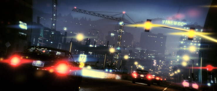 бордовый плакат, дорога, Grand Theft Auto V, HD обои HD wallpaper