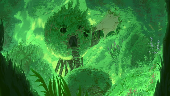 녹색과 검은 새 케이지, 환경, 동굴, 심연에서 만든, 애니메이션, HD 배경 화면 HD wallpaper
