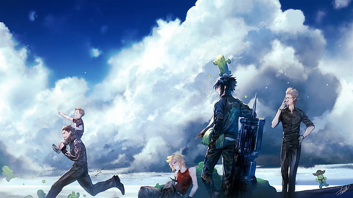 Final Fantasy XV, Noctis Lucis Caelum, Ignis Scientia, Gladiolus Amicitia, Anime-Stil, Anime, HD-Hintergrundbild