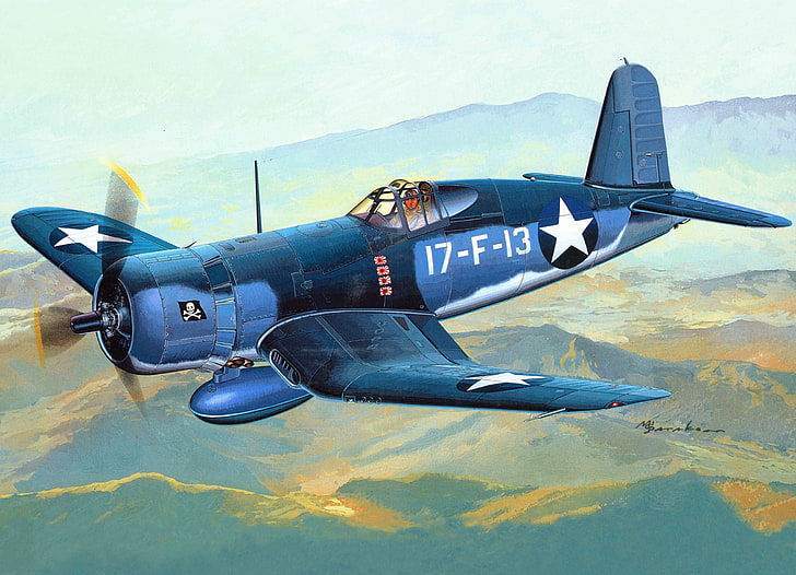 the plane, fighter, art, USA, sea, corsairs, Navy, deck, WW2., infantry, 1943, battle, memorial, F4U, the island, squadron, BIRD CAGE, February, CORSAIR, the composition, Guadalcanal, debuted, HD wallpaper