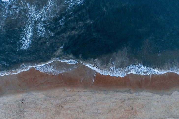 nature, water, beach, drone photo, HD wallpaper