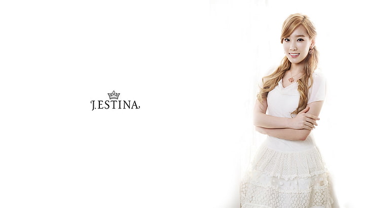 Girls Generation SNSD J ESTINA тапет за работен плот 1 .., дамска бяла рокля с V-образно деколте, HD тапет