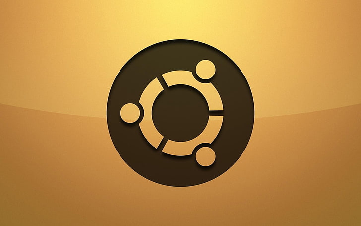 丸い白と黒のロゴ、ubuntu、ロゴ、背景、画像、 HDデスクトップの壁紙