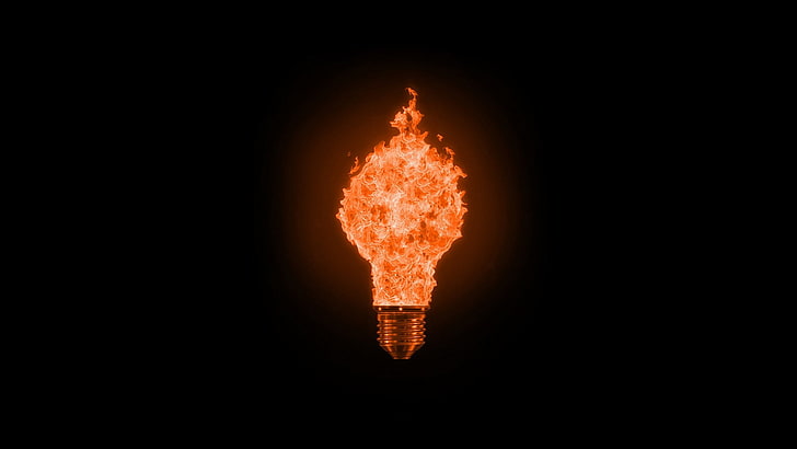 bulbs, fire, light, HD wallpaper