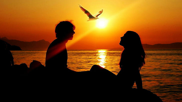 Romantic Sunset Love Couples, 1920x1080, romantic, sunset, pasangan, Wallpaper HD