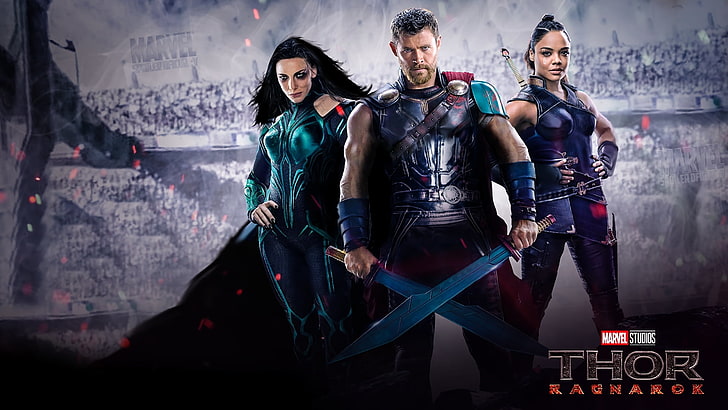 Thor: Ragnarok (2017), poster, hela, fantasy, movie, trio, ragnarok, valkyrie, thor, HD wallpaper