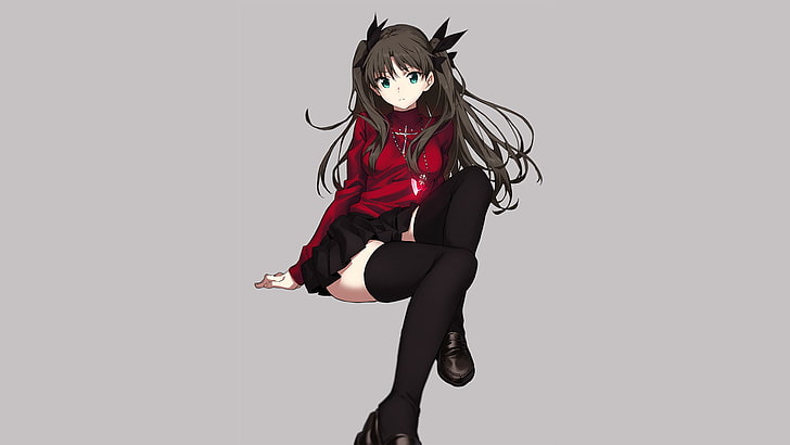 Tohsaka Rin, Fate Series, anime, legs, anime girls, thigh-highs, HD wallpaper