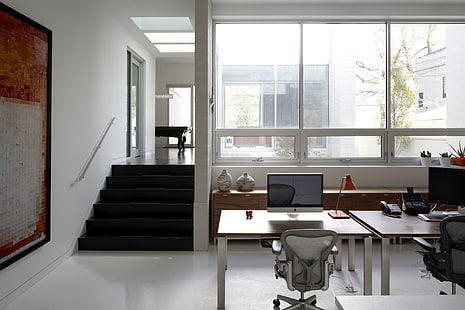 srebrny iMac, Windows, miejsce pracy, biuro domowe, Tapety HD HD wallpaper