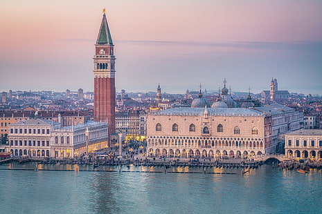 building, tower, home, area, Italy, Venice, channel, promenade, Palace, The Grand canal, The Doge's Palace, Piazza San Marco, the bell tower, Grand Canal, St. Mark's Square, St Mark's Campanile, Doge's Palace, The Campanile di San Marco, HD wallpaper HD wallpaper