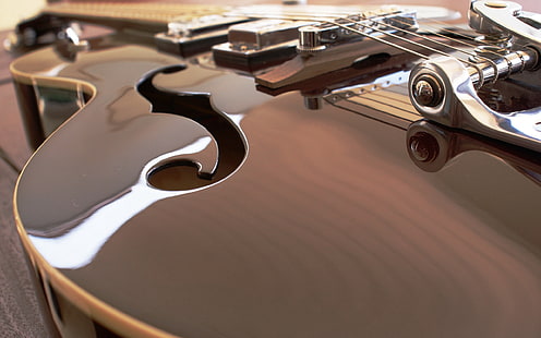 الغيتار الكهربائي البني ، آلة موسيقية ، كمان ، أوتار، خلفية HD HD wallpaper
