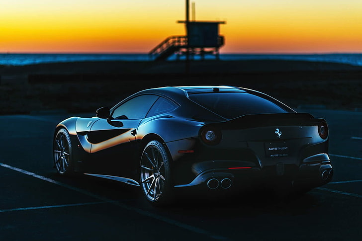 carro preto e azul modelo fundido, carro, Ferrari, HD papel de parede