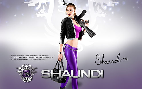เด็กผู้หญิง, อาวุธ, นักบุญ, Shaundi, Saints Row The Third, วอลล์เปเปอร์ HD HD wallpaper