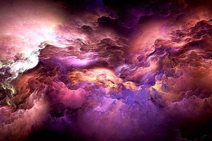carta da parati nuvole viola e beige, nuvole, sfondo, colori, astratto, irreale, Sfondo HD