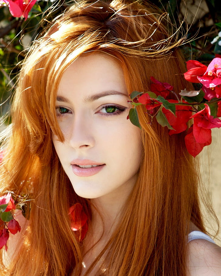 redhead, face, closeup, Elena Satine, HD wallpaper