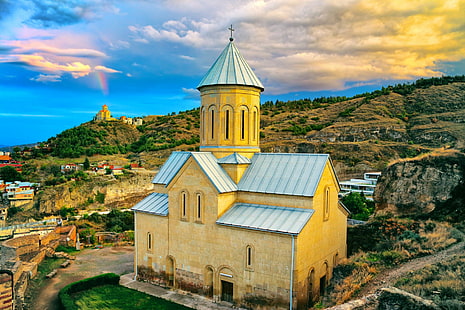 Iglesias, Iglesia, Capilla, Georgia, Montaña, Fondo de pantalla HD HD wallpaper