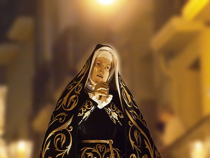 blessed virgin mary, painful, pamplona, procession, HD wallpaper