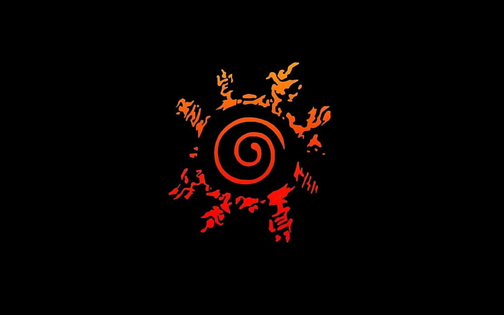 красные и оранжевые цифровые обои Naruto Seal, Наруто Шиппууден, аниме, символы, оранжевый, HD обои