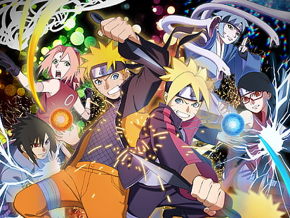 Naruto, Boruto, Boruto Uzumaki, Mitsuki (Naruto), Naruto Uzumaki, Rasengan (Naruto), Sakura Haruno, Sarada Uchiha, Sasuke Uchiha, HD papel de parede HD wallpaper