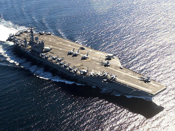Porte-avions gris, porte-avions, United States Navy, transporteur, Nimitz, militaire, véhicule, navire, Fond d'écran HD