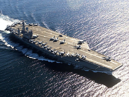 серый авианосец, авианосец, ВМС США, авианосец, Нимиц, военный, автомобиль, корабль, HD обои HD wallpaper