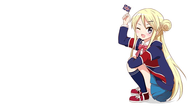 Kin-Iro Mosaic, Kujou Karen, anime girls, Union Jack, Sfondo HD