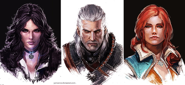 Die letzte Hexe Wild Hunt Charaktere Wallpaper, The Witcher 3: Wild Hunt, Geralt von Rivia, Yennefer von Vengerberg, Triss Merigold, Collage, Videospiele, HD-Hintergrundbild