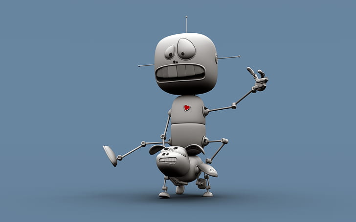 3D Funny Robot Dog, lucu, robot, 3d dan abstrak, Wallpaper HD