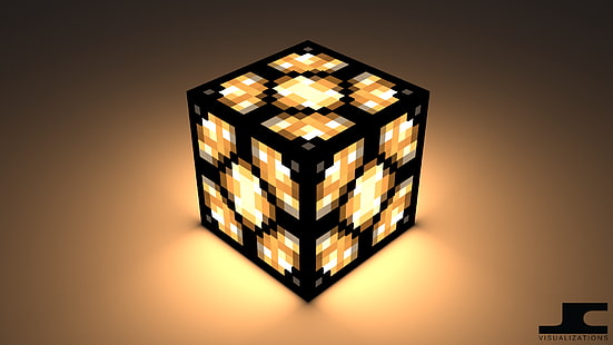 куб, Майнкрафт, лампа Редстоун, HD обои HD wallpaper