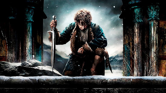 Le papier peint numérique du Hobbit, Martin Freeman, Bilbo Baggins, Le Hobbit, Le Hobbit: la bataille des cinq armées, films, Fond d'écran HD HD wallpaper