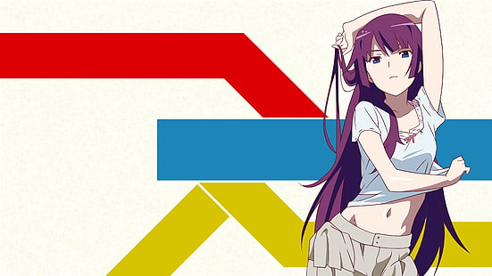 Senjougahara Hitagi, Monogatari-Serie, Anime-Mädchen, blaue Augen, HD-Hintergrundbild HD wallpaper