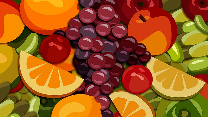 Comida, arte, fruta, uvas, comida, arte, fruta, uvas, HD papel de parede