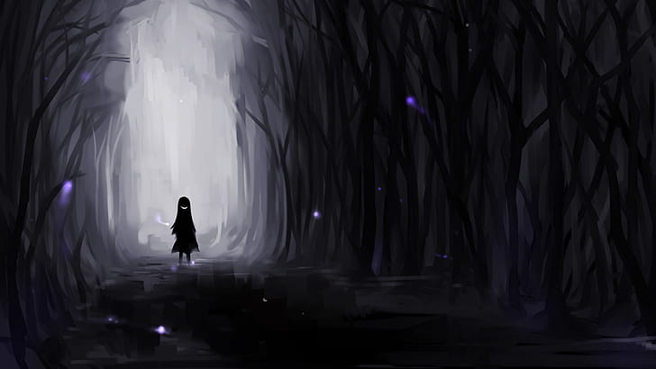 läskig mörk skog ond leenden anime ritad 1920x1080 Naturskogar HD-konst, läskig, mörk, HD tapet