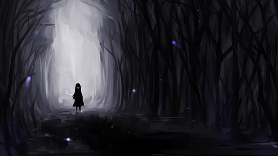creepy dark forest zły uśmiech rysowane anime 1920x1080 Nature Forests HD Art, creepy, dark, Tapety HD HD wallpaper