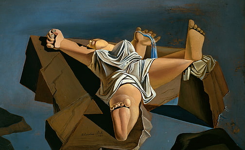 surrealism, picture, Salvador Dali, Figure on the Rocks, HD wallpaper HD wallpaper