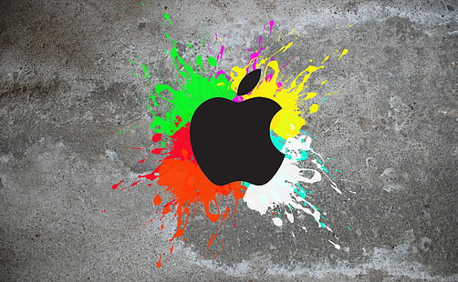 Цветна ябълка, разноцветна пръскаща боя Лого на Apple, Компютри, Mac, Apple, цветна ябълка, HD тапет HD wallpaper