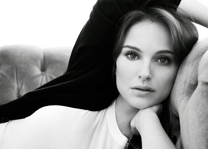 Natalie Portman, svartvitt, kvinnor, HD tapet