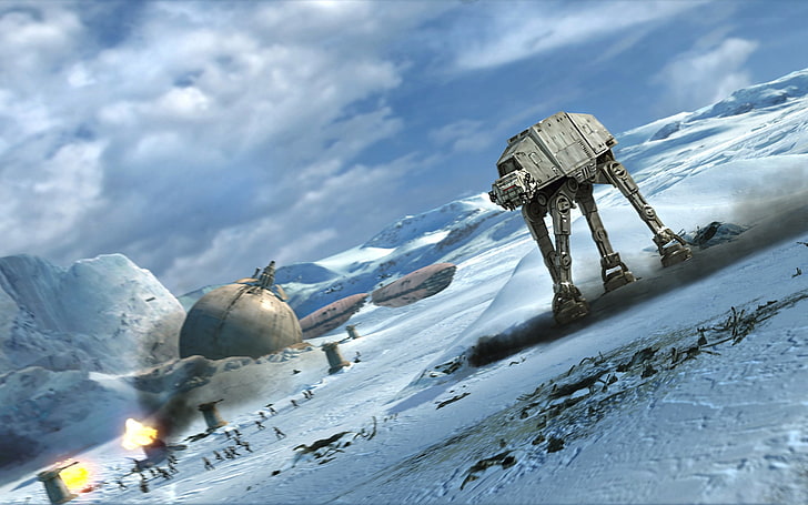 Captura de tela de Star Wars ATAT, Guerra nas Estrelas, AT-AT, Hoth, Batalha de Hoth, HD papel de parede