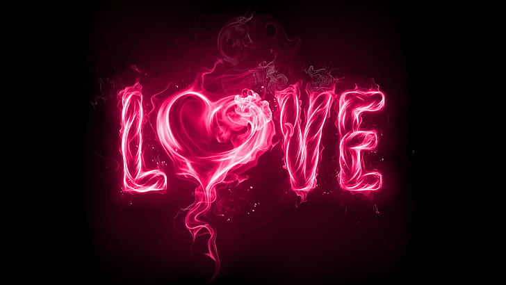 Artistic, Love, Heart, Pink, Red, Smoke, HD wallpaper