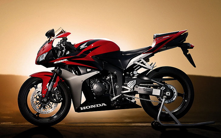 czarno-czerwony motocykl sportowy Honda CBR, honda, motocykl, czerwony, honda cbr, Tapety HD