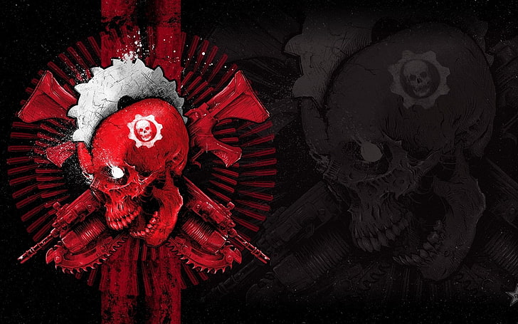 Gears of War 4, Logo, Totenkopf, Waffen, Emblem, Spiele, HD-Hintergrundbild