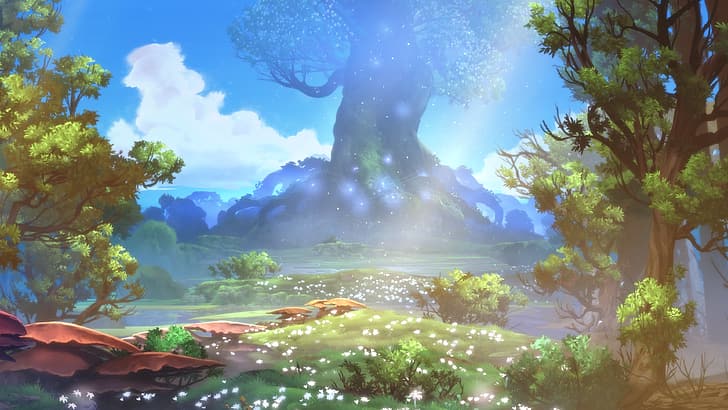 Ori and the Blind Forest, video game, seni video game, alam, Wallpaper HD
